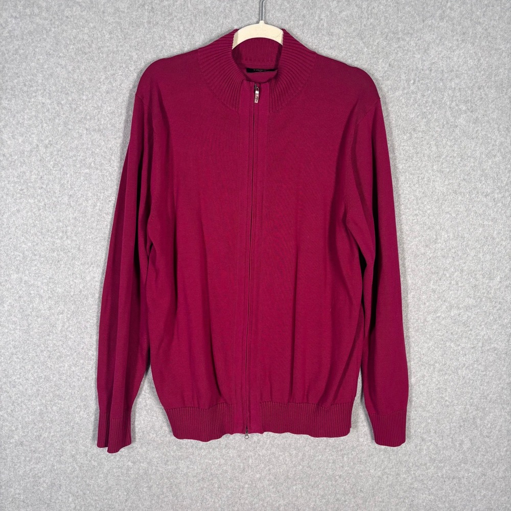 Callaway Pima Cotton Cardigan Sweater XL Magenta Burgundy Full Zip Golf‎ Tennis